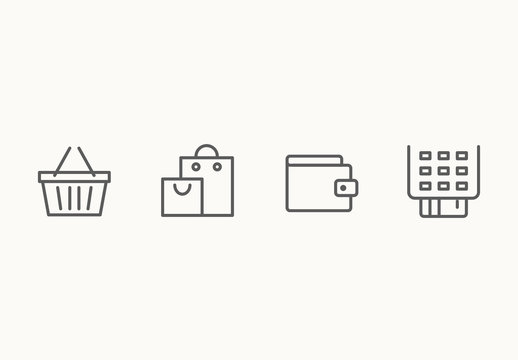 55 Minimalist Shopping and E-Commerce Icons
