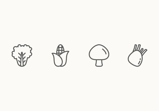 20 Minimalist Vegetable Icons