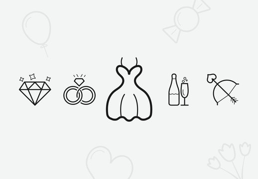 36 Outlined Wedding Icons