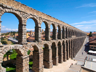 The famous ancient aqueduct in Segovia, Spain