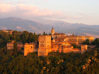 Alhambra at sunset. Granada