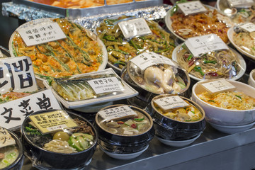 Traditional food market in Seoul, Korea.