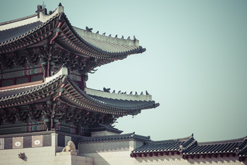 Fototapeta na wymiar Details of Gyeongbokgung Palace. Traditional Architecture in K