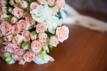wedding bouquet with ribbons