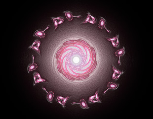 Lacy colorful clockwork pattern. Digital fractal art design. Abs