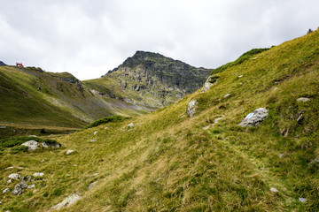 Fototapeta na wymiar View to the carpathian mountains from the top