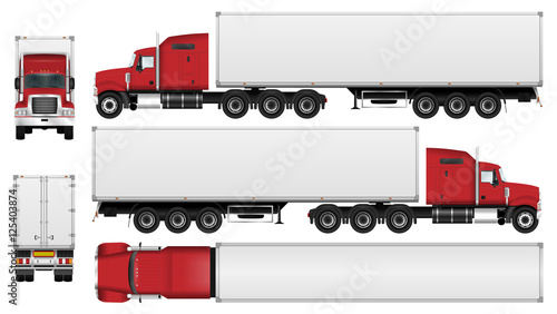 Big Truck With Trailer Vector Template Semi Truck Isolated