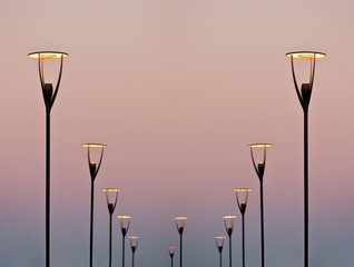 lighting equipment in street. Led lamp.
