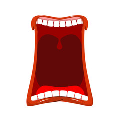 Naklejka premium Open mouth isolated. Teeth and tongue. Hunger. Yawns on white ba