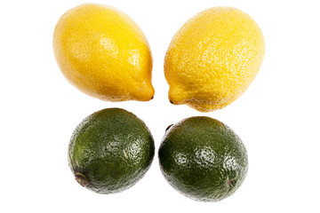 Fruits of lime and lemon isolated on white background