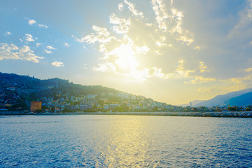 View of Alanya peninsula at sundown