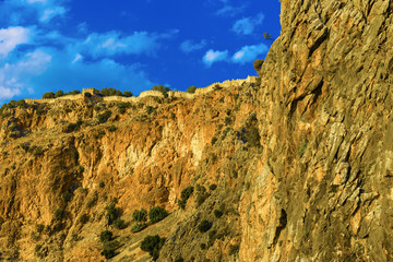 Part of castle wall on hill in Alanya