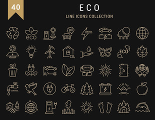 Set Vector Flat Line Icons Eco and Bio
