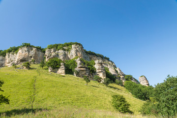 Rock formation created by weathering. Russia, Krasnodar region, Mostovskoy district
