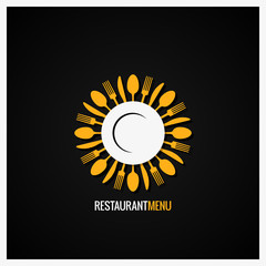 Food Logo. Fork And Knife Label Background.