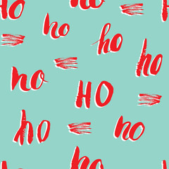 New Year and Cristmas seamless pattern, with Ho Ho Ho hand drawn letters, retro, vintage Seamless Pattern. Background Vector Illustration.