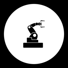 black isolated robotic arm symbol simple icon eps10