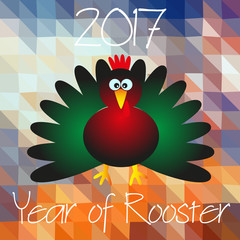 year of Rooster chinese calendar cartoon symbol on triangle low polygon red pattern eps10