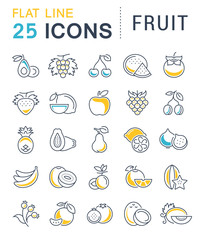 Set Vector Flat Line Icons Fruit