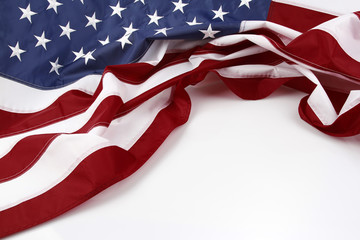 American flag on plain background