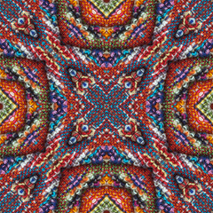 Fototapeta premium Cotton colorful background, backdrop for scrapbook, top view. Seamless pattern kaleidoscope montage