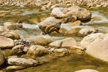 Stream of the mountain river. Russia, Krasnodar Krai