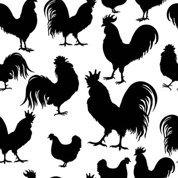 Seamless pattern with cock