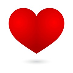 Red heart on white background. Vector.