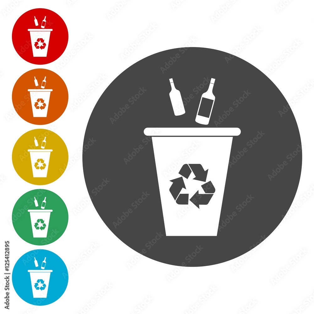 Poster flat delete icon set on round color