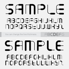 Font made of lines, you can change the line thickness. Uppercase