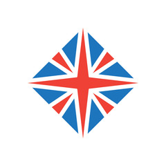 Stylized British flag. Vector icon or design element.