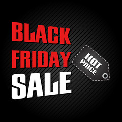 Black friday sale design template. Discount text vector illustration. Clothes, food, electronics, cars sale.