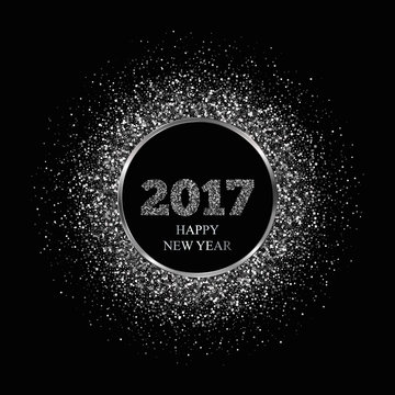 New Year 2017. Silver glitter background. Vector Illustration