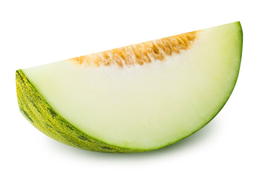 Sliced green melon isolated on white background