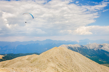 Paraglider flying over mount Tahtali