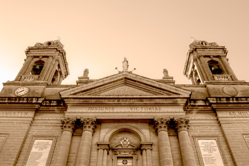 Fototapeta na wymiar Facade of Church of Our Lady of Victories Senglea Basilica HDR