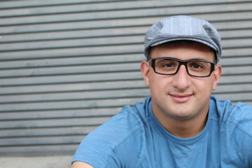 Highly detailed fine art portrait. smiling happy real person with space for copy 