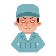 激怒する若い男性　作業着