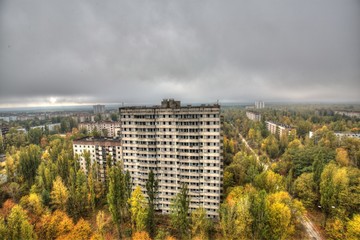 Hochhäuser in Prypjat bei Chernobyl