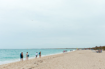 Tourists on beach in Cayo Santa Maria, Cuba