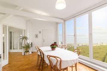 dining room with big dinner table - bautiful apartment