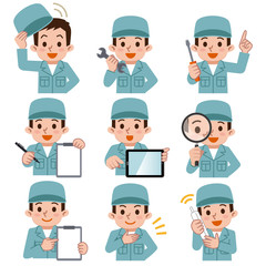 作業着の男性セット