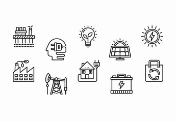 35 Black and White Ecology and Energy Icons