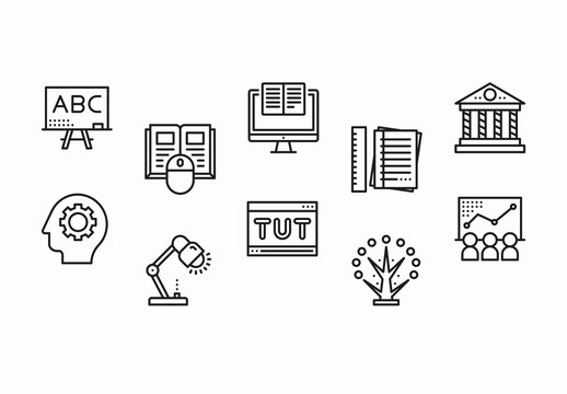 30 Black and White Education Icons