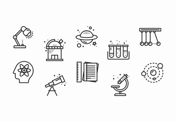 25 Black and White Science and Research Icons