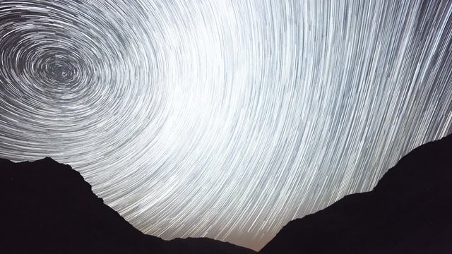 Star Trails Night Sky Cosmos Galaxy Time-lapse over plateau on Kackar Mountains, Turkey.