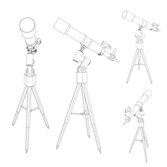 Telescope. Isolated on white. Vector outline illustration.