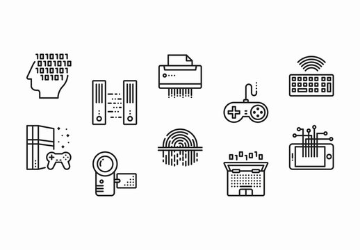 40 Black and White Technology and Hardware Icons