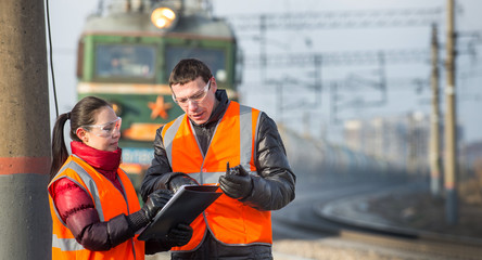 Workers at a railway