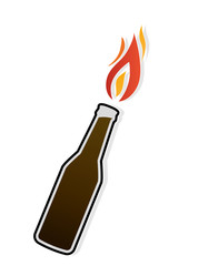 Molotov Cocktail Illustration - Burning